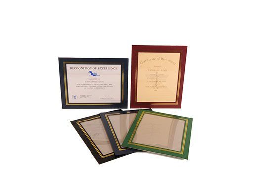 Leatherette Certificate Display Frames with Foil Border