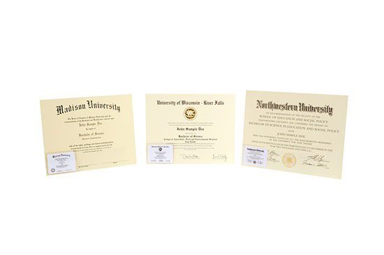Three different certificates of completion are shown.